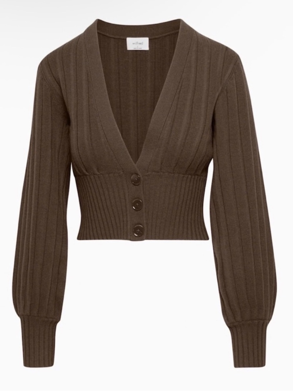 Aritzia Wilfred Brown Plunge Cardigan